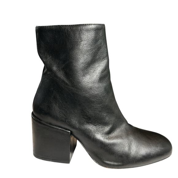 Free People Shoes - Free People Nicola Leather Square Toed Ankle Zip Block Heeled Boot Black 36 US 6
